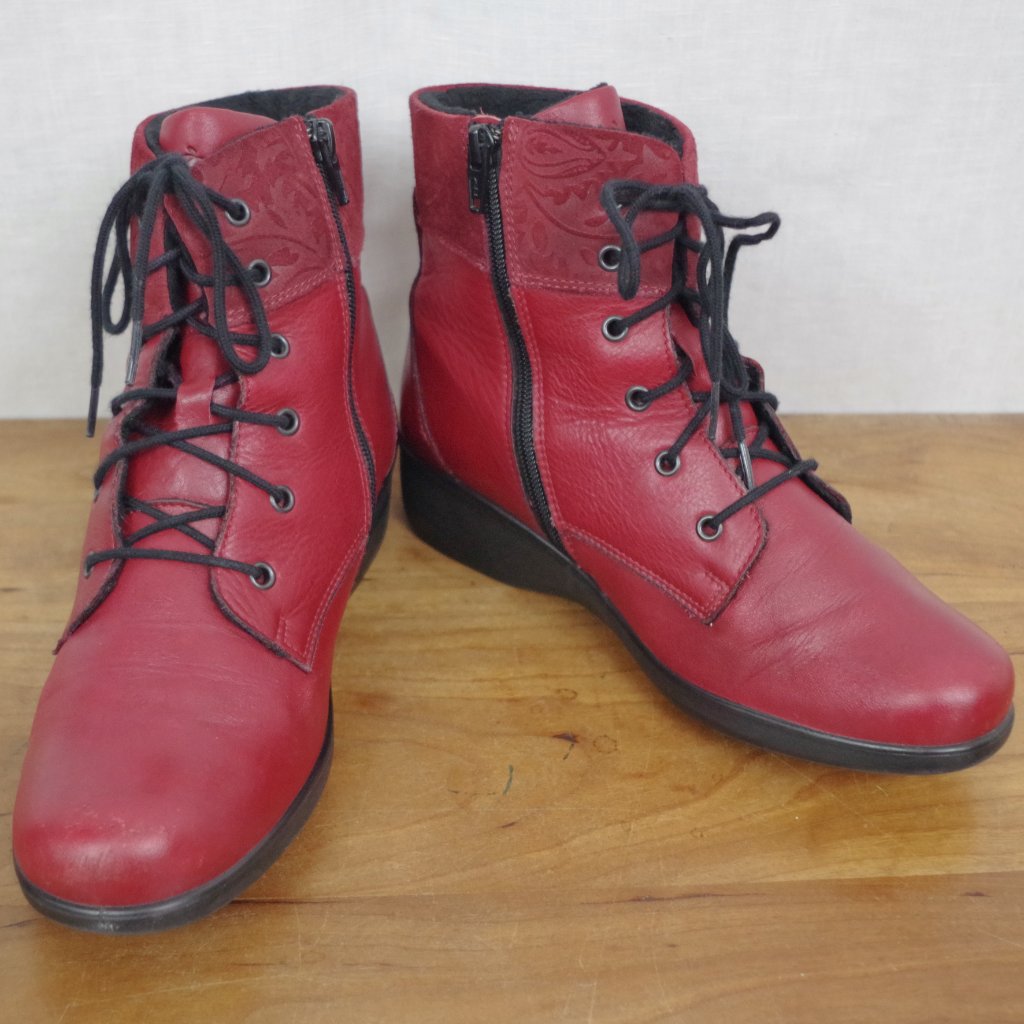 Dromedaris Side Zip Red Leather Portuguese Made Ladies' Boots Size Eu 38